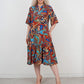 🔥 [S-4XL] 🌸👗 Sukienka Damska z Krótkim Rękawem w Kolorowy Wzór