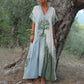 ✨️ [S-4XL] 🌞🎨 Elegancka Sukienka Maxi z Dekoltem w Serek w Gradientzie 👗