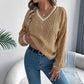 Damski długi rękaw w V-Neck dzianinowy sweter