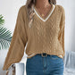 Damski długi rękaw w V-Neck dzianinowy sweter
