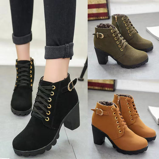 Damskie buty na grubym obcasie