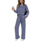 ✨Komplet Loungewear z Dekoltem Okrągłym i Sznurkiem 👚 Miękki Dopasowany Top i Spodnie