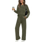 ✨Komplet Loungewear z Dekoltem Okrągłym i Sznurkiem 👚 Miękki Dopasowany Top i Spodnie