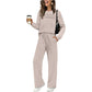 ✨Komplet Loungewear z Dekoltem Okrągłym i Sznurkiem 👚 Miękki Dopasowany Top i Spodnie