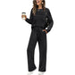 ✨Komplet Loungewear z Dekoltem Okrągłym i Sznurkiem 👚 Miękki Dopasowany Top i Spodnie