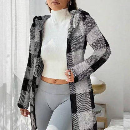 🍂🔥 50% Rabatt – nur heute!🎉🧥 Karierte Kapuzenjacke für Damen mit Reißverschluss