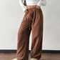 👖✨ 49% ZNIŻKI! Luźne sztruksowe spodnie damskie – szerokie nogawki, regulowana talia i odporność na zagniecenia w retro stylu