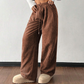👖✨ 49% ZNIŻKI! Luźne sztruksowe spodnie damskie – szerokie nogawki, regulowana talia i odporność na zagniecenia w retro stylu