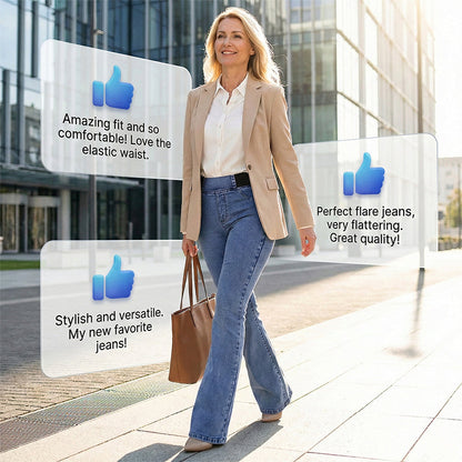 👖 Damska jeansowa spódnica z wysokim stanem i rozkloszowanym dołem