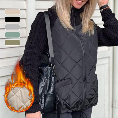 Warme Damen Steppjacke im Strick-Patchwork-Design