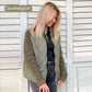 Warme Damen Steppjacke im Strick-Patchwork-Design