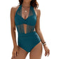 ✨👙 Damskie bikini z wysokim stanem, modelującym brzuch i eleganckim dekoltem w kształcie litery V