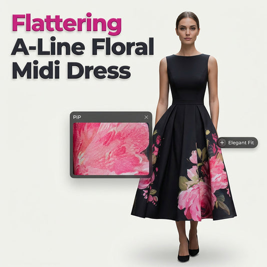 🌸Elegancka sukienka midi w kształcie litery A, bez rękawów, z kwiatowym wzorem👗❤️