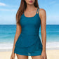 ✅ 🔥 Strapless swimsuit, solid color, slimming, tummy-covering
