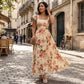 Elegancka plisowana sukienka maxi w kwiatowy wzór