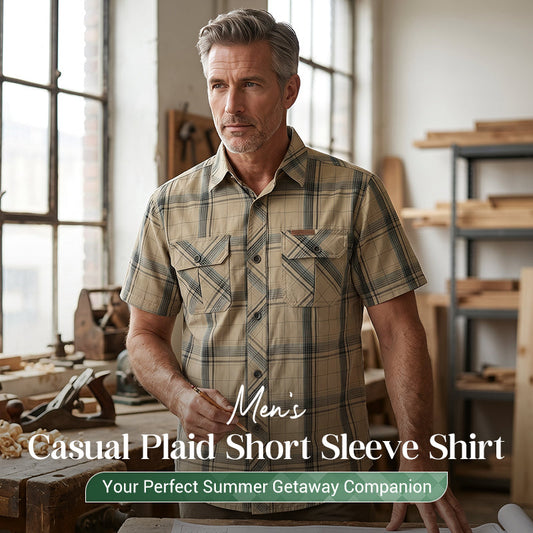 Męska koszula casual w kratę z krótkim rękawem