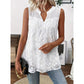 👚Elegancka damska bluzka bez rękawów z kwiatowym wzorem i koronką