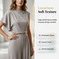 Damenmode: Einfarbiges Set aus asymmetrischem Oberteil und Hose