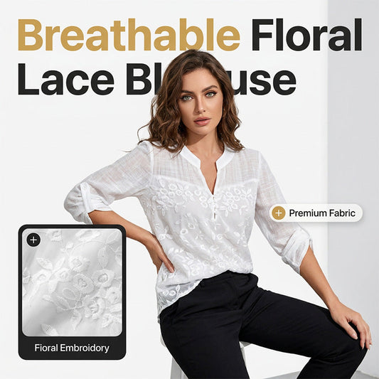 Damski top z koronkowym panelem i dekoltem w serek