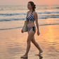 Damski komplet bikini z nadrukiem w szachownicę, wiązany na szyi