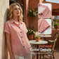 Damski Casual T-shirt w Paski z Guzikami
