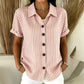 Damski Casual T-shirt w Paski z Guzikami