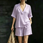 Damski komplet: top z dekoltem w serek i szorty