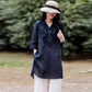 Damski top w stylu casual, luźny krój, dekolt w serek