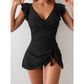 Elegancka sukienka kąpielowa z dekoltem w serek dla kobiet, modelująca brzuch