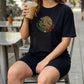 Damski T-shirt Casual z Nadrukiem Meksyk