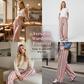 Damskie spodnie w paski, szerokie nogawki, ze sznurkiem