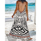 Sukienka maxi slip w panterkę zebry