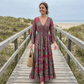 Damski boho kwiecista sukienka maxi