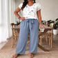 Casual Druk Jumpsuit z Szerokimi Nogawkami z Paskiem dla Kobiet