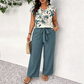 Casual Druk Jumpsuit z Szerokimi Nogawkami z Paskiem dla Kobiet