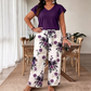 Casual Druk Jumpsuit z Szerokimi Nogawkami z Paskiem dla Kobiet