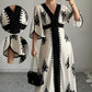 👗Elegancka sukienka maxi z nadrukiem i dekoltem w serek dla kobiet