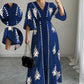 👗Elegancka sukienka maxi z nadrukiem i dekoltem w serek dla kobiet