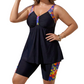 Damski luźny top tankini i szorty kąpielowe