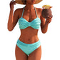 👙Damski komplet bikini z wysokim stanem, pleciony, strój kąpielowy w stylu bandeau