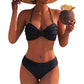 👙Damski komplet bikini z wysokim stanem, pleciony, strój kąpielowy w stylu bandeau