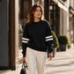 🔥HOT SALE👗Damski Oversize Sweter z Okrągłym Dekoltem w Paski