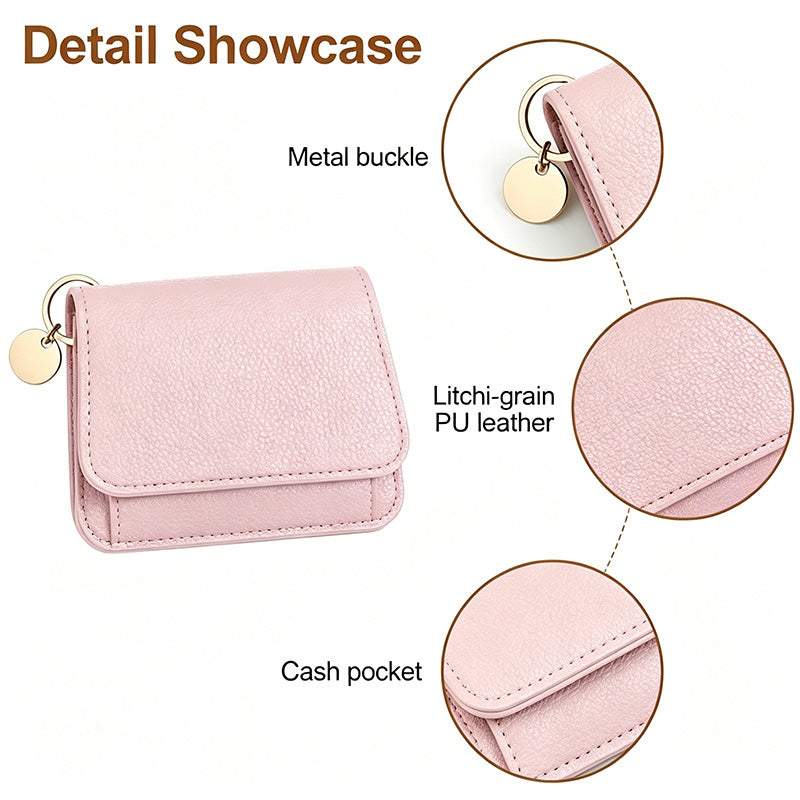 💖1 kaufen, 1 gratis!! ✨RFID-geschützte kurze Geldbörse für Damen, Mini-Kartenetui mit Schlüsselring, Münzfach und Ausweisfach👛