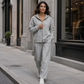Damski luźny hoodie z zamkiem błyskawicznym