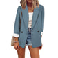 Damski blezer w stylu casual z kontrastowymi mankietami