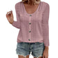 ⌛Oferta Limitowana-Top Damski Casual Okrągły Dekolt Pointelle Z Długim Rękawem