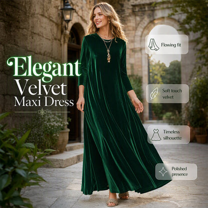 Elegancka sukienka maxi z weluru dla kobiet