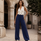 👖 Damskie spodnie dzwony w paski – korzystny krój spotyka się z bez wysiłku elegancją