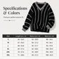 Damski luźny sweter w paski z dekoltem w serek, casual