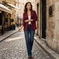 Damski Casual Przewiewny Sweter Rozpinany z Dekoltem w Szpic